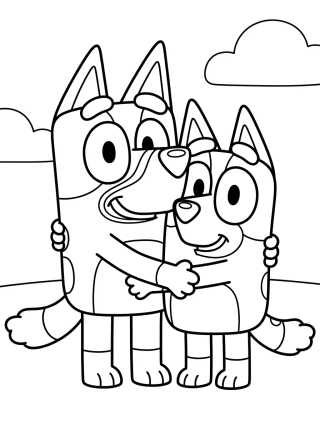 Bluey y Bingo Abrazadas para colorir Desenho de Bluey y Bingo Abrazadas para colorir e imprimir grátis