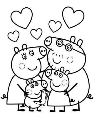 Abrazo de la Familia Pig para colorir Desenho de Abrazo de la Familia Pig para colorir e imprimir grátis