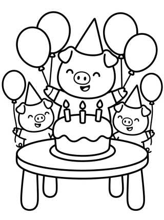 Familia Pig Celebrando un Cumpleaños para colorir Desenho de Familia Pig Celebrando un Cumpleaños para colorir e imprimir grátis