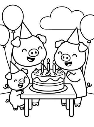 Familia Pig Celebrando un Cumpleaños para colorir Desenho de Familia Pig Celebrando un Cumpleaños para colorir e imprimir grátis
