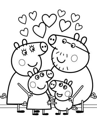 Familia Pig con un Abrazo Cariñoso para colorir Desenho de Familia Pig con un Abrazo Cariñoso para colorir e imprimir grátis