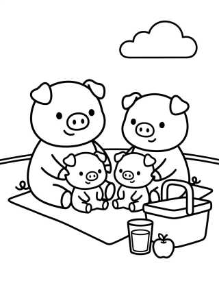 Familia Pig en un Picnic Tierno para colorir Desenho de Familia Pig en un Picnic Tierno para colorir e imprimir grátis