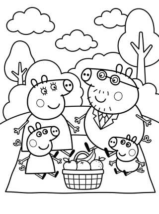 Familia Pig de Picnic para colorir Desenho de Familia Pig de Picnic para colorir e imprimir grátis