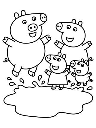Coleção de desenhos para colorir: Familia Pig