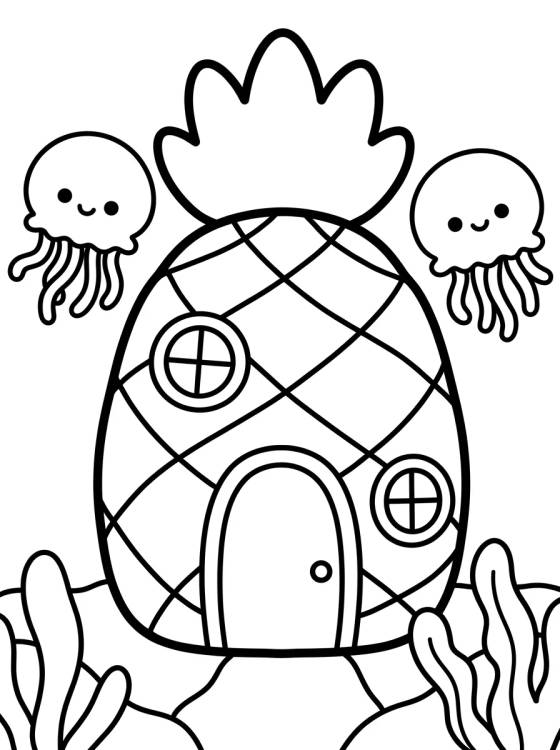 Casa Piña en Fondo de Bikini para colorir Desenho de Casa Piña en Fondo de Bikini para colorir e imprimir grátis