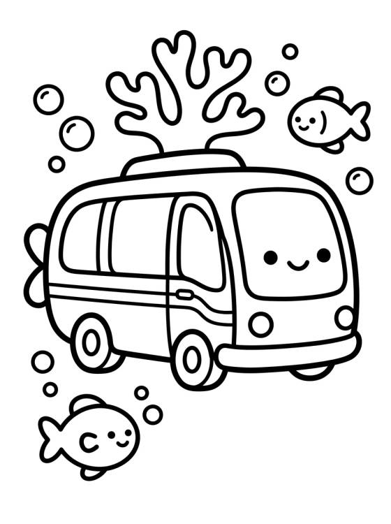 Autobús Submarino de Fondo de Bikini para colorir Desenho de Autobús Submarino de Fondo de Bikini para colorir e imprimir grátis