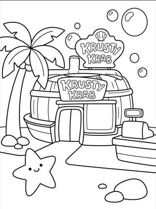 Restaurante El Crustáceo Cascarudo para colorir Desenho de Restaurante El Crustáceo Cascarudo para colorir e imprimir grátis