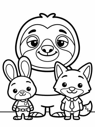 Flash el Perezoso con Judy y Nick para colorir Desenho de Flash el Perezoso con Judy y Nick para colorir e imprimir grátis