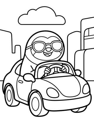 Flash el Perezoso Conduciendo Auto Deportivo para colorir Desenho de Flash el Perezoso Conduciendo Auto Deportivo para colorir e imprimir grátis