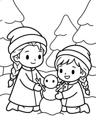 Elsa y Anna de Niñas para colorir Desenho de Elsa y Anna de Niñas para colorir e imprimir grátis