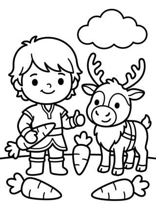 Kristoff y el Reno Sven para colorir Desenho de Kristoff y el Reno Sven para colorir e imprimir grátis