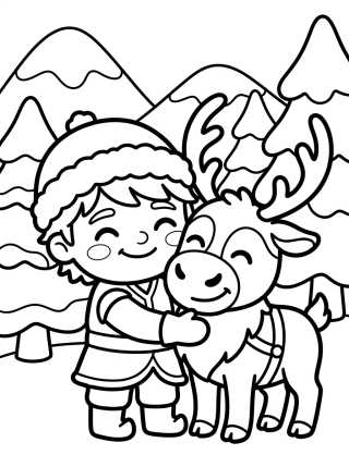 Kristoff y Sven Amigos para colorir Desenho de Kristoff y Sven Amigos para colorir e imprimir grátis