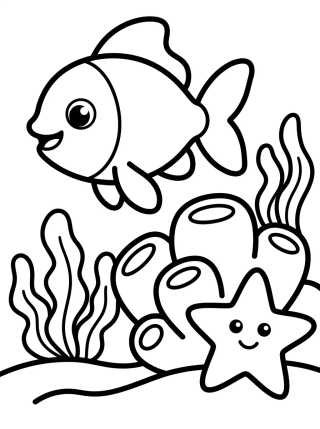 Pececito Lindo en los Corales para colorir Desenho de Pececito Lindo en los Corales para colorir e imprimir grátis