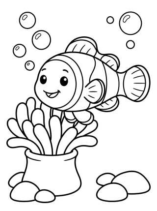 Pececito Payaso en los Corales para colorir Desenho de Pececito Payaso en los Corales para colorir e imprimir grátis