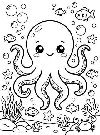 Pulpo Kawaii Sonriente para colorir Desenho de Pulpo Kawaii Sonriente para colorir e imprimir grátis
