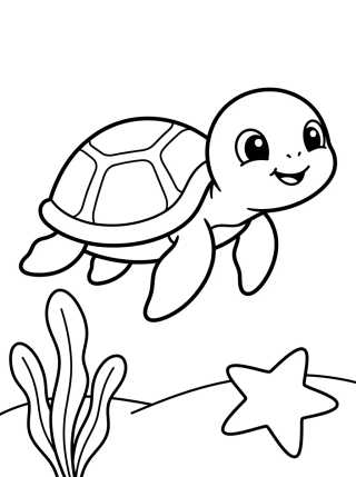 Tortuga Marina Nadando para colorir Desenho de Tortuga Marina Nadando para colorir e imprimir grátis