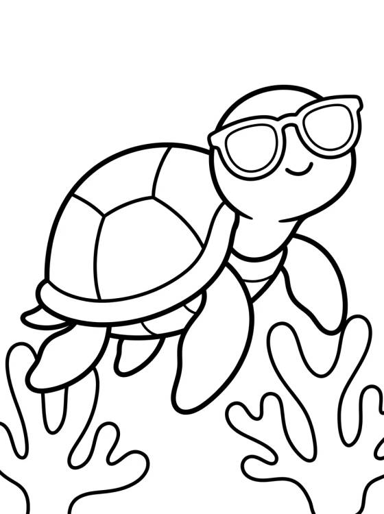 Tortuguita con Lentes de Sol para colorir Desenho de Tortuguita con Lentes de Sol para colorir e imprimir grátis