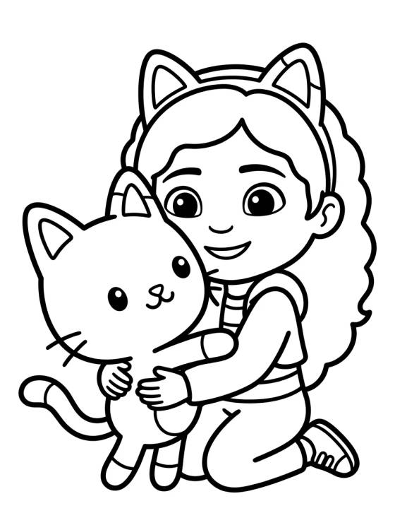 Gabby Abrazando a Pandy Patas para colorir Desenho de Gabby Abrazando a Pandy Patas para colorir e imprimir grátis