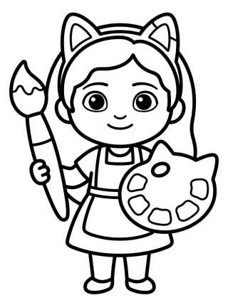 Gabby Pintora con Pincel para colorir Desenho de Gabby Pintora con Pincel para colorir e imprimir grátis