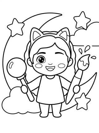 Gabby Sonriendo con Diadema de Gatito para colorir Desenho de Gabby Sonriendo con Diadema de Gatito para colorir e imprimir grátis