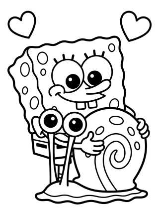 Gary y Bob Esponja Abrazados para colorir Desenho de Gary y Bob Esponja Abrazados para colorir e imprimir grátis