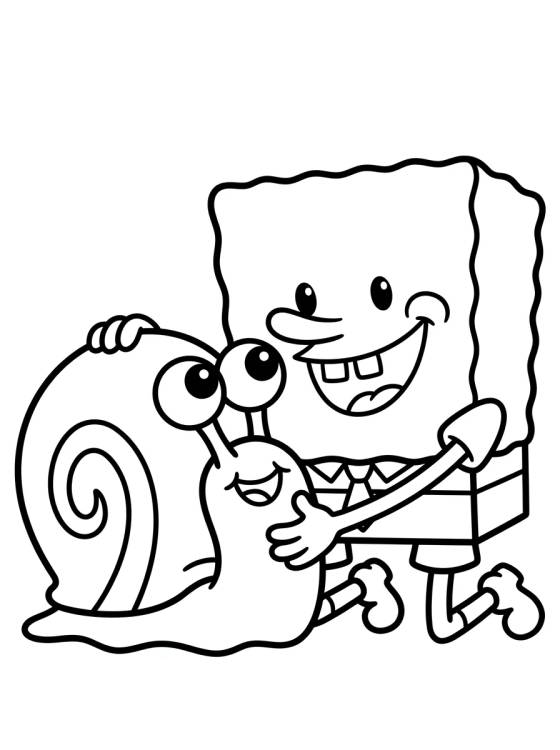 Gary el Caracol con Bob Esponja para colorir Desenho de Gary el Caracol con Bob Esponja para colorir e imprimir grátis