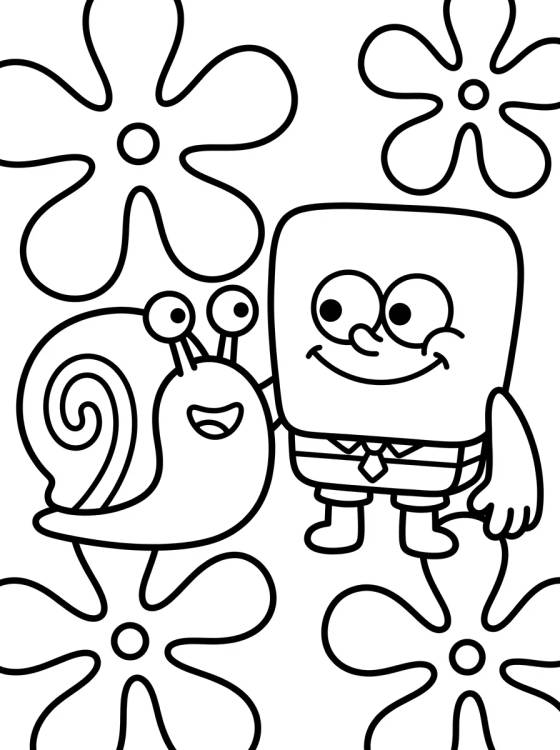 Gary el Caracol con Bob Esponja para colorir Desenho de Gary el Caracol con Bob Esponja para colorir e imprimir grátis