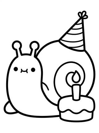 Gary el Caracol con Gorro de Cumpleaños para colorir Desenho de Gary el Caracol con Gorro de Cumpleaños para colorir e imprimir grátis