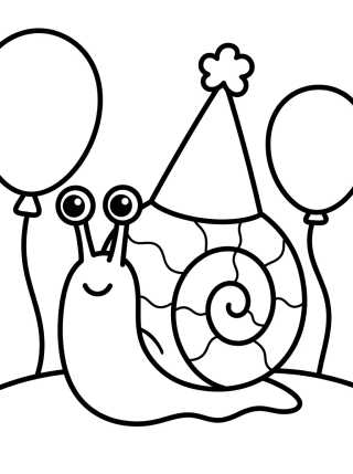 Gary el Caracol con Sombrero de Cumpleaños para colorir Desenho de Gary el Caracol con Sombrero de Cumpleaños para colorir e imprimir grátis
