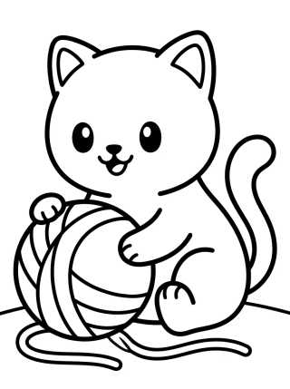 Gatito Jugando con Ovillo de Lana para colorir Desenho de Gatito Jugando con Ovillo de Lana para colorir e imprimir grátis