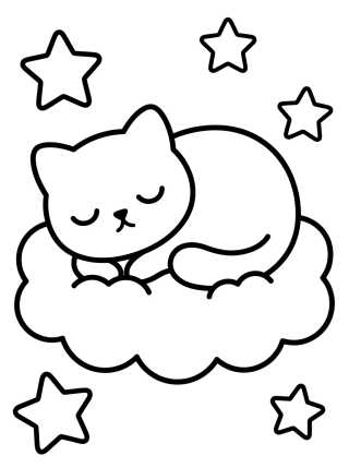 Gatito Tierno Durmiendo en la Nube para colorir Desenho de Gatito Tierno Durmiendo en la Nube para colorir e imprimir grátis