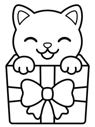 Gatito en la Caja de Cartón para colorir Desenho de Gatito en la Caja de Cartón para colorir e imprimir grátis