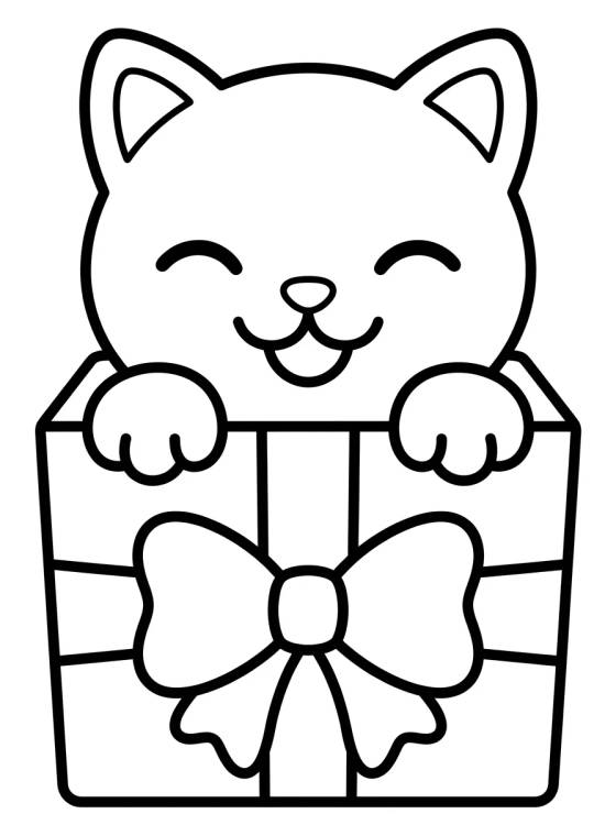 Gatito en la Caja de Cartón para colorir Desenho de Gatito en la Caja de Cartón para colorir e imprimir grátis