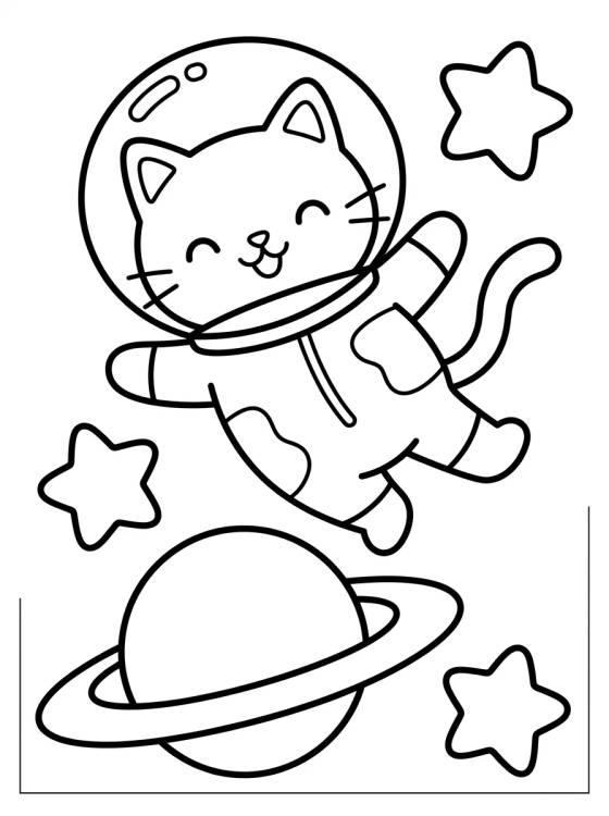 Gato Astronauta en el Espacio para colorir Desenho de Gato Astronauta en el Espacio para colorir e imprimir grátis