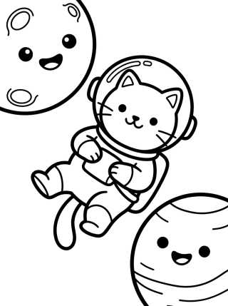 Gato Astronauta en el Espacio para colorir Desenho de Gato Astronauta en el Espacio para colorir e imprimir grátis