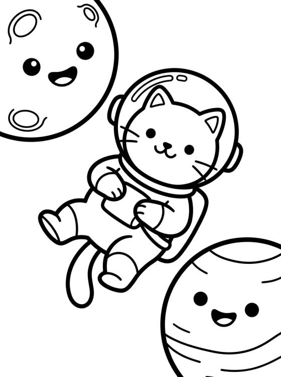 Gato Astronauta en el Espacio para colorir Desenho de Gato Astronauta en el Espacio para colorir e imprimir grátis