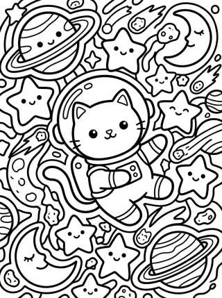 Gato Astronauta en el Espacio para colorir Desenho de Gato Astronauta en el Espacio para colorir e imprimir grátis