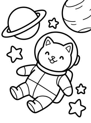 Gato Astronauta en el Espacio Exterior para colorir Desenho de Gato Astronauta en el Espacio Exterior para colorir e imprimir grátis