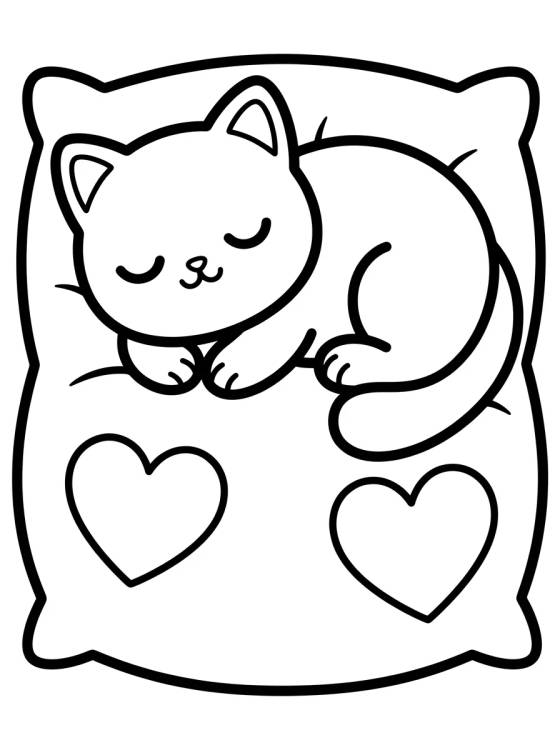 Gato Durmiendo en el Almohadón para colorir Desenho de Gato Durmiendo en el Almohadón para colorir e imprimir grátis