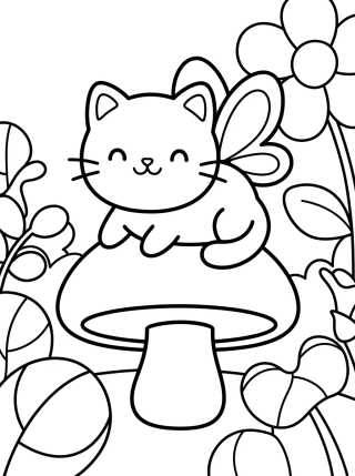 Gato Hada com Alas de Mariposa para colorir Desenho de Gato Hada com Alas de Mariposa para colorir e imprimir grátis