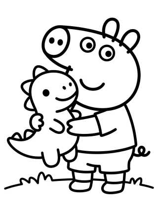 George Pig Abrazando a su Dinosaurio para colorir Desenho de George Pig Abrazando a su Dinosaurio para colorir e imprimir grátis