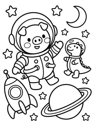 George Pig Astronauta en el Espacio para colorir Desenho de George Pig Astronauta en el Espacio para colorir e imprimir grátis