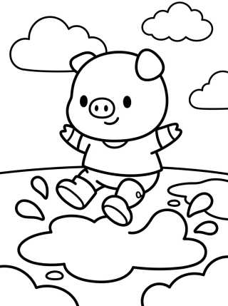 George Pig Jugando en los Charcos de Lodo para colorir Desenho de George Pig Jugando en los Charcos de Lodo para colorir e imprimir grátis