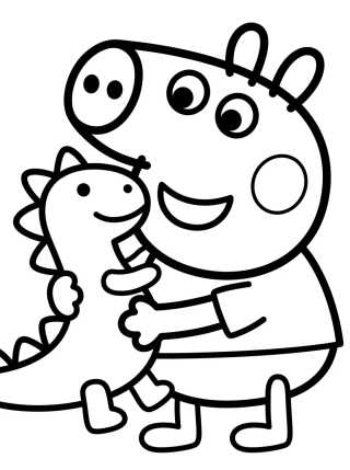 George Pig con el Señor Dinosaurio para colorir Desenho de George Pig con el Señor Dinosaurio para colorir e imprimir grátis