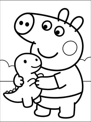George Pig con seu Dinosaurio de Juguete para colorir Desenho de George Pig con seu Dinosaurio de Juguete para colorir e imprimir grátis