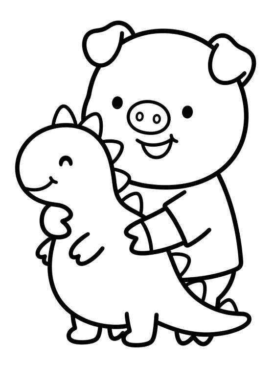 George Pig con su Dinosaurio para colorir Desenho de George Pig con su Dinosaurio para colorir e imprimir grátis