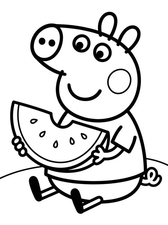 George Pig Comiendo Sandía para colorir Desenho de George Pig Comiendo Sandía para colorir e imprimir grátis