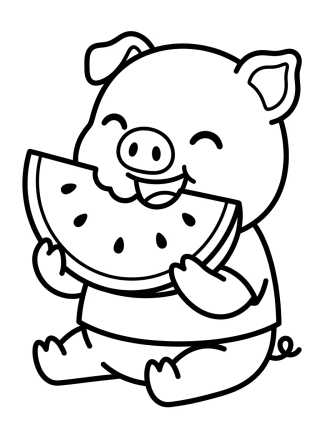 George Pig Comiendo Sandía para colorir Desenho de George Pig Comiendo Sandía para colorir e imprimir grátis