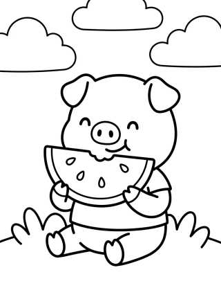 George Pig Comiendo Sandía para colorir Desenho de George Pig Comiendo Sandía para colorir e imprimir grátis