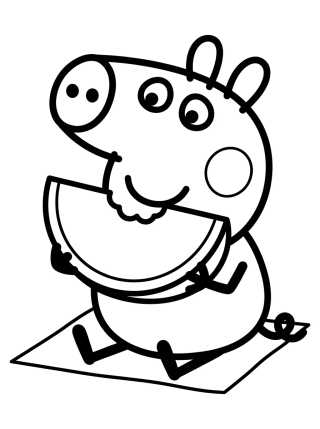 George Pig Comiendo Sandía para colorir Desenho de George Pig Comiendo Sandía para colorir e imprimir grátis